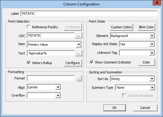 Column Configuration